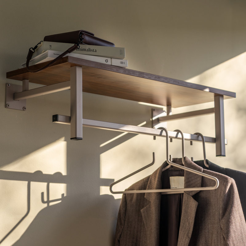 Metal Wall Wall Mounted Coat Rack, Silky Taupe