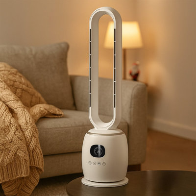 Bladeless Hot & Cool Tower Fan 2000W Indoor Oscillating Home Room Heater & Air Cooler with Remote Control & Timer