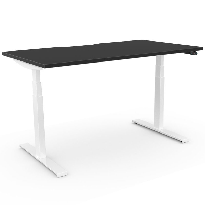 Arnesia Adjustable Metal Base Standing Desk, White, Black, 123cm H x 160cm W x 80cm D