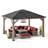 Sunjoy 11’ x 13’ Grayden Wood Gazebo, Outdoor Patio Solar Powered Hardtop Gazebo with One-Tier Metal Roof, LED Light  and Ceiling Hook-109055330