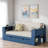Multifunctional Daybed With Storage Drawer, Open Compartments And Hydraulic Side Table-1577421132