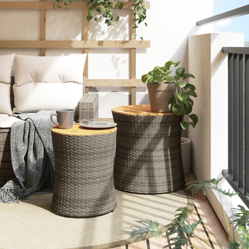 Ensemble de 2 tables d'appoint pour terrasse avec plateau en bois Latitude Run® Latitude Run®, Gris