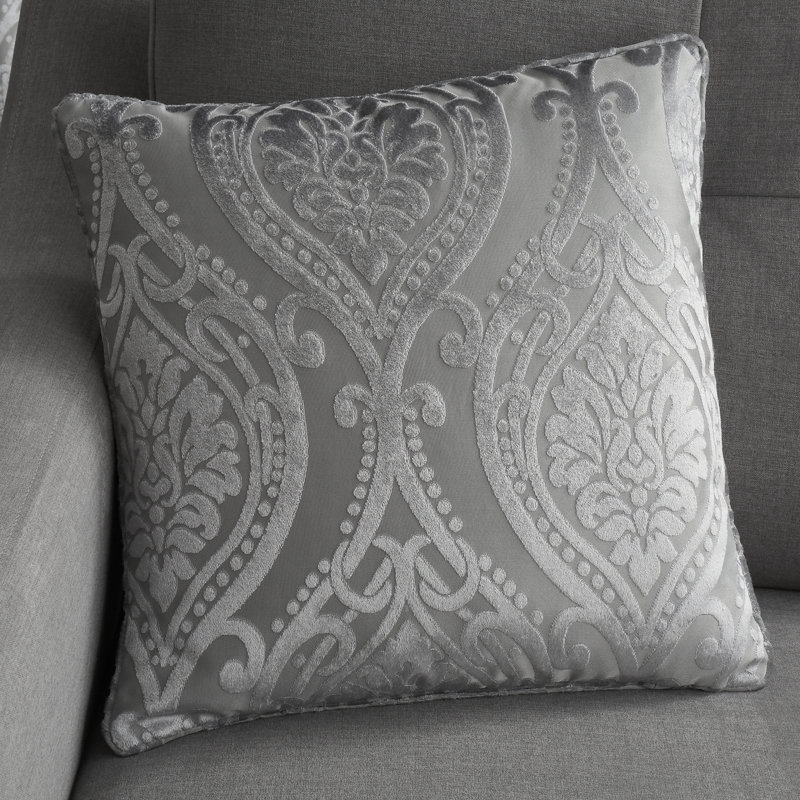 Chateau Damask Square Throw Cushion, Natural, Polyester/Polyfill