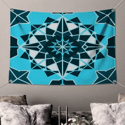 Tapisserie murale mandala géométrique bleue - Mandala