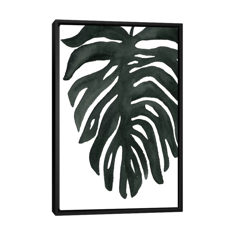 « tropical palm ii », reproduction d’impression sur toile, H 26 po x l 18 po x P 1,5 po, Toile avec cadre noir, Pas de tapis