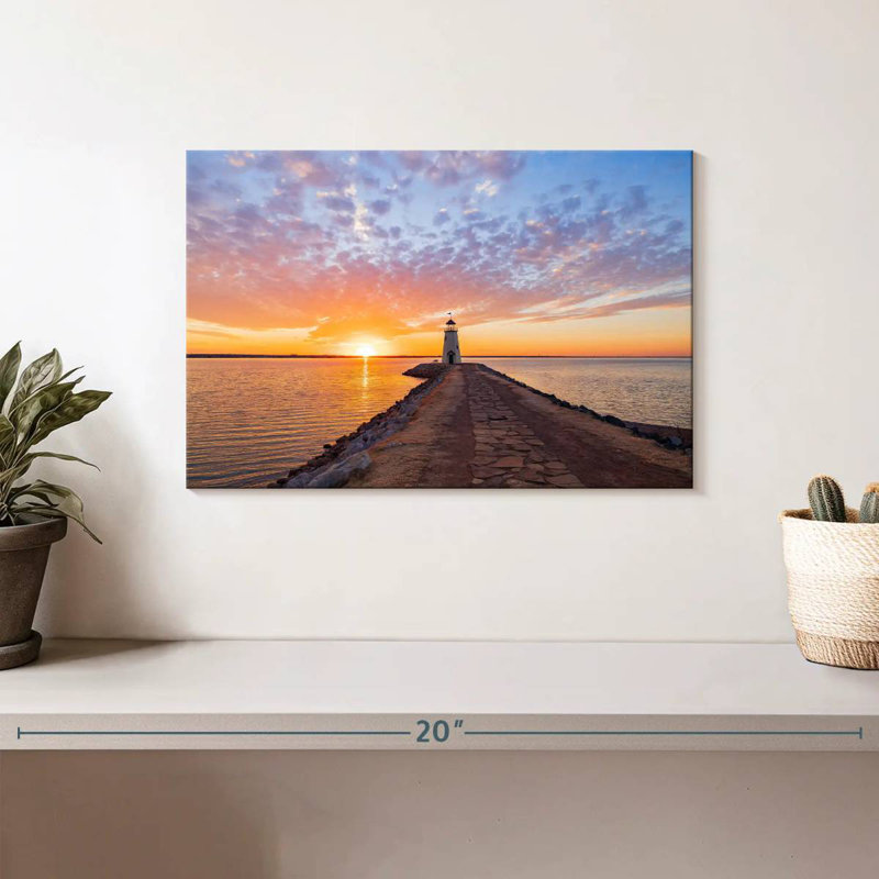 Coucher de soleil sur le phare d'Aletra Lake Hefner, H 8 po x l 12 po