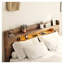 Base de lit double, base de lit plateforme en bois avec tête de lit à DEL et ports de charge USB, support de lattes en bois massif silencieux, aucun sommier requis, assemblage facile, grand rangement sous le lit, brun foncé-717612309