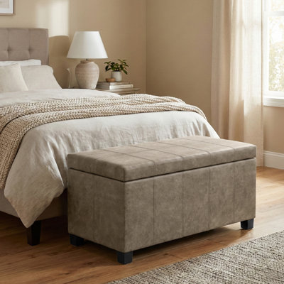 Dover 36"W Upholstered Vegan Leather Contemporary Rectangular Storage Ottoman With Lift Top