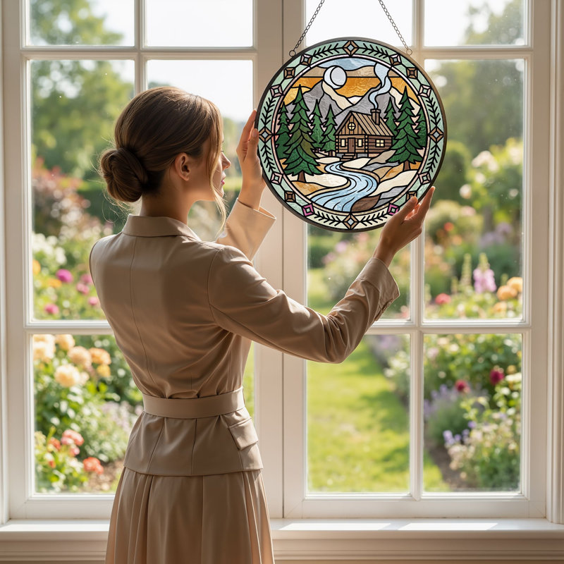 Panneau de vitrail en verre coloré, 7,8 heures, H 7,8 po