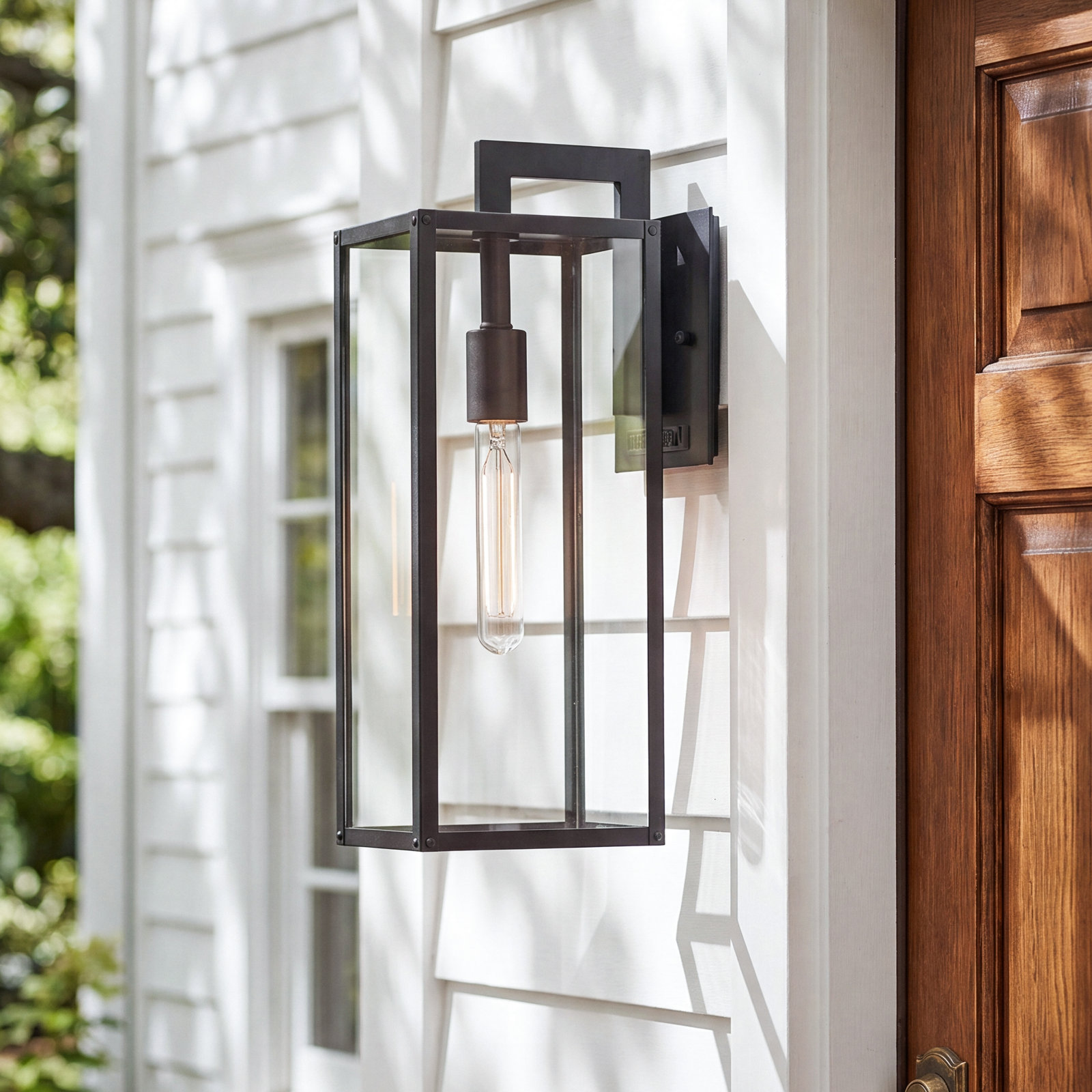 Caliana Single Light Outdoor Wall Light, Black, 18.5" H x 6" W x 9" D