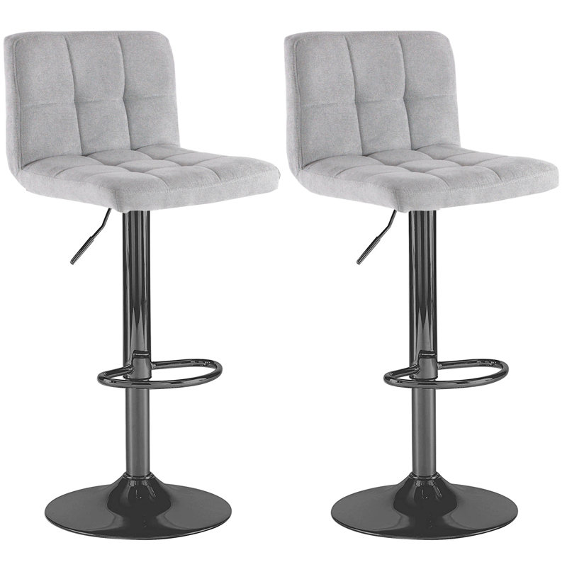Hikmat Swivel Upholstered Adjustable Height Counter Stool with Metal Frame, Grey