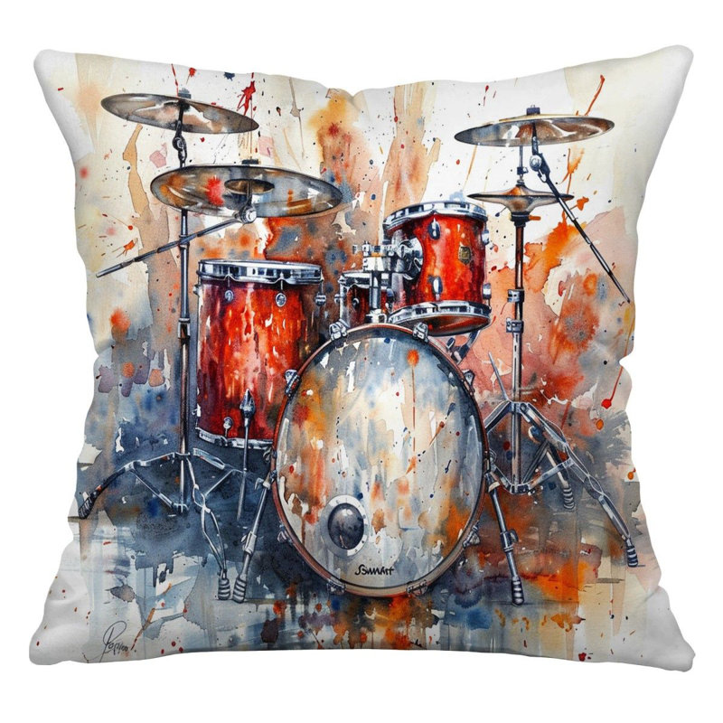 Coussin décoratif réversible Drum, H 26 po x l 26 po