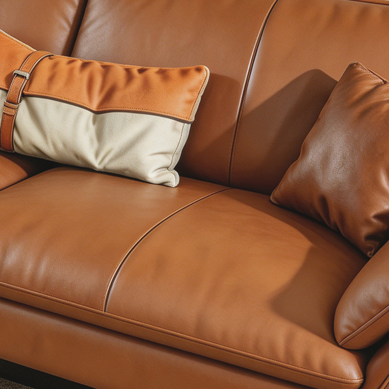 Canapé modulaire orange en cuir véritable, 32.28"H*74.80"W*36.61"D