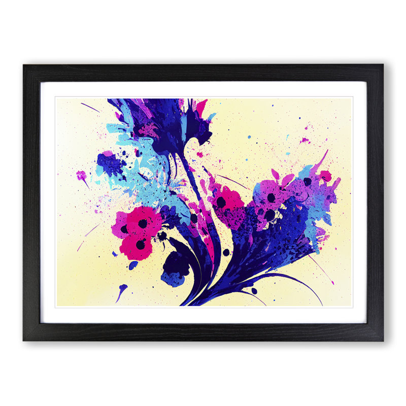Flower Splash Vol.7 Abstract - Single Picture Frame Painting, Black, 46cm H x 64cm W x 2cm D