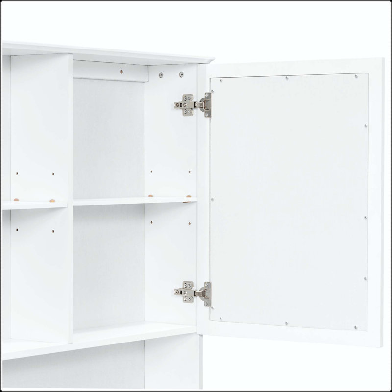 Pharmacie murale 60 po avec portes à double miroir, tablettes réglables et charnières à fermeture en douceur - blanc, White