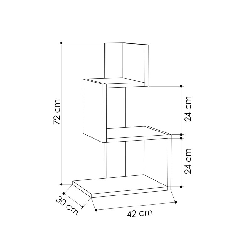 Chambers Modern 3-Tier Side Table, White/Oak