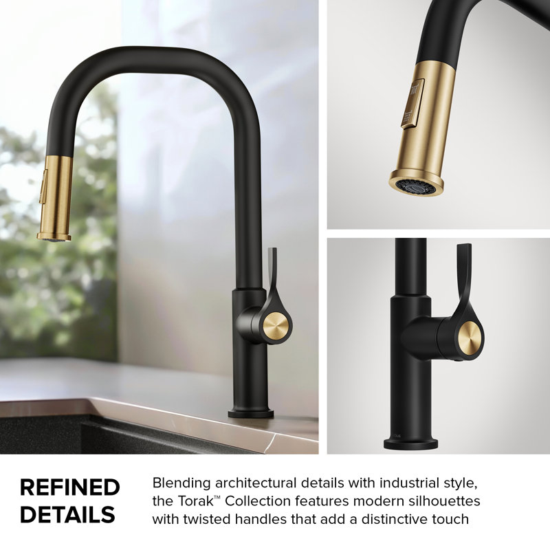 Kraus Torak 2-Function Single Handle Pull Down Kitchen Faucet, Matte Black