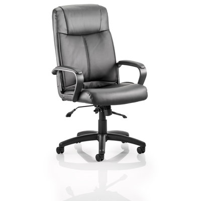 Brayden Studio Poros Genuine Leather Executive Chair with Headrest