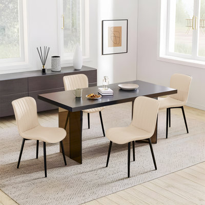 Modern Dining Chairs, PU Leather Kitchen Side Chairs With Sturdy Metal Legs & Non-Slip Feet Perfect For Dining Room, Restaurant, Cafe