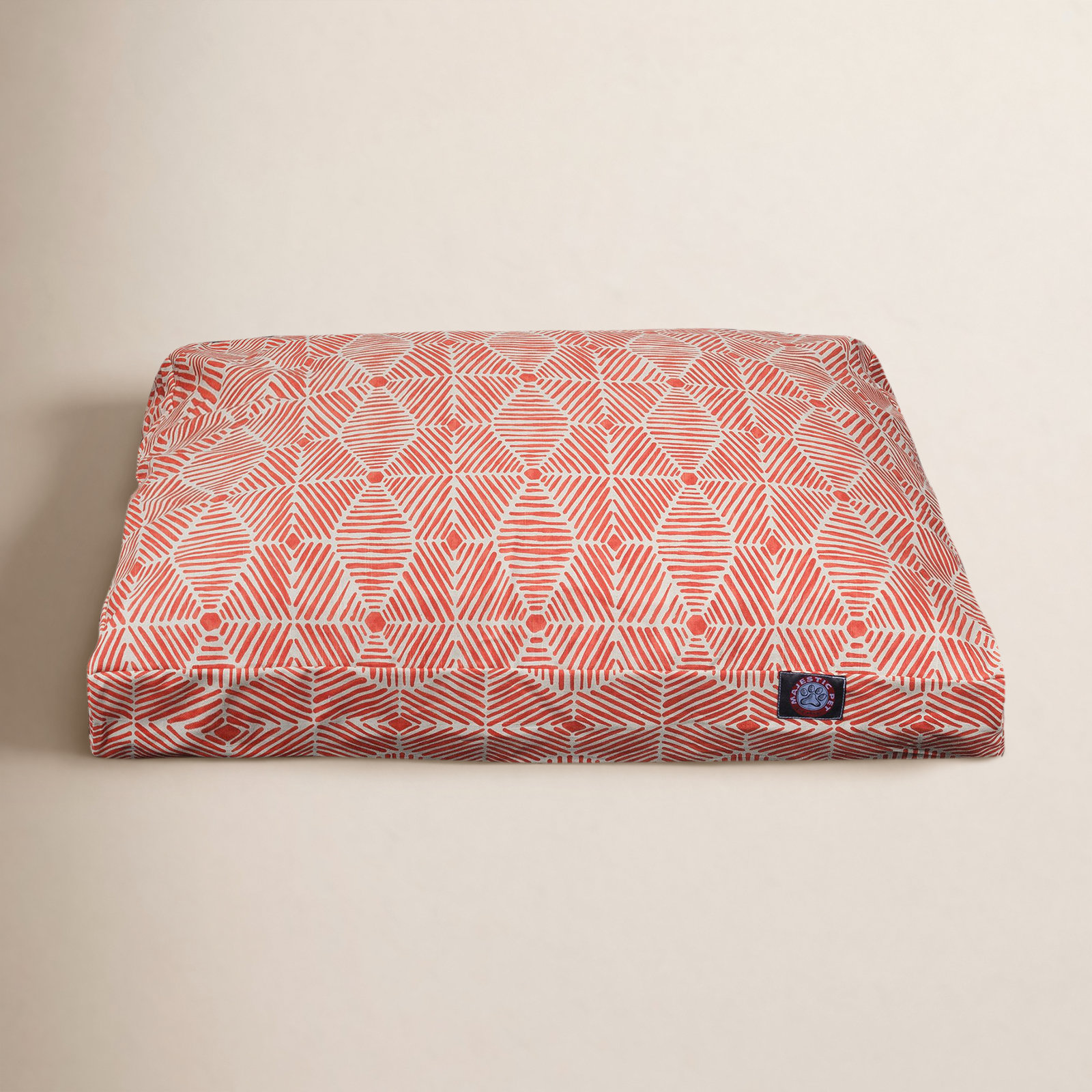 Charlie Orthopedic Geometric Pet Pillow, Large (36" W x 44" D x 5" H);, Salmon