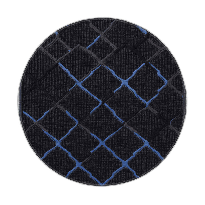 Tapis gris intérieur et extérieur Trellis, Rond 5 pi