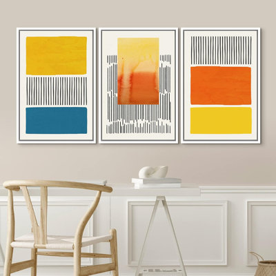 Abstract Vibrant Color Blocks 3 - Pieces