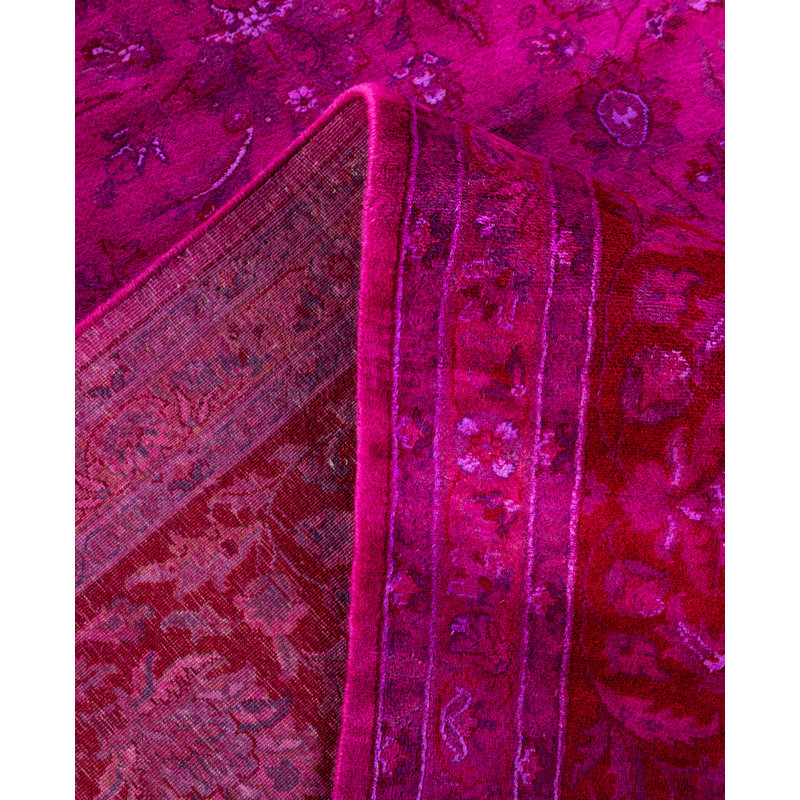 Tapis rose en laine noué à la main Carreon 10 pi 0 po x 13 pi 2 po