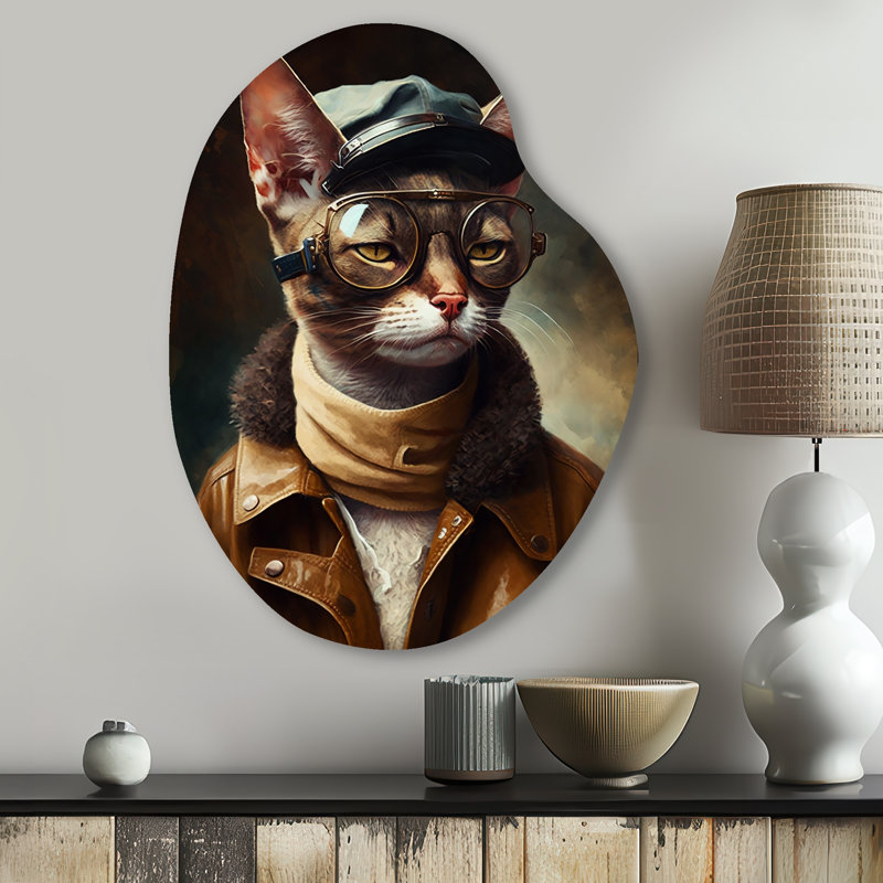 Peinture murale anglaise en forme de poire en forme de chat, H 30 po x l 22 po