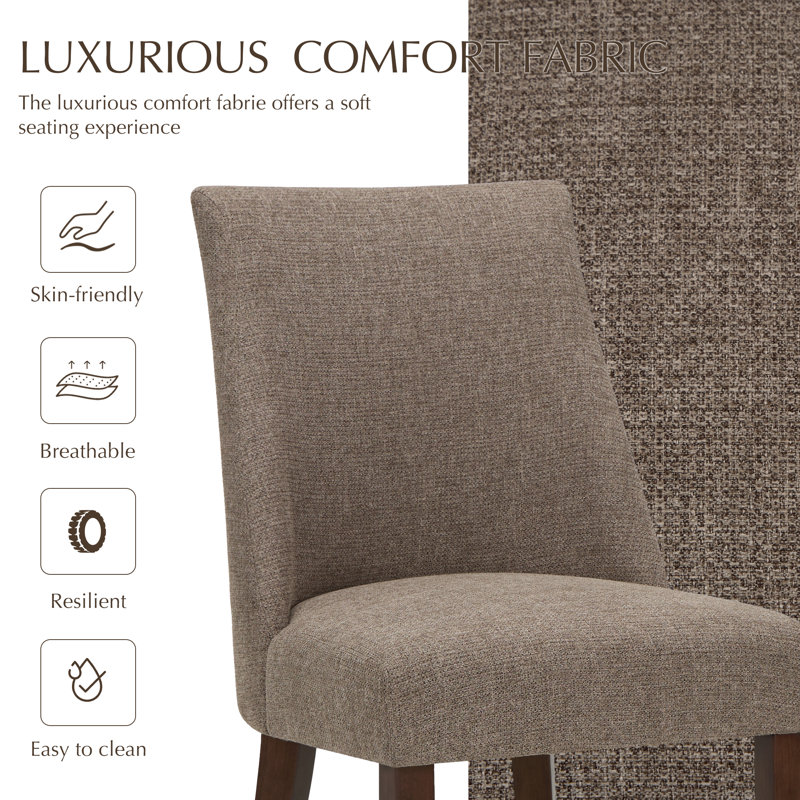 50.5cm H Foam Upholstered Upholstered Back Parsons Chair, Brown