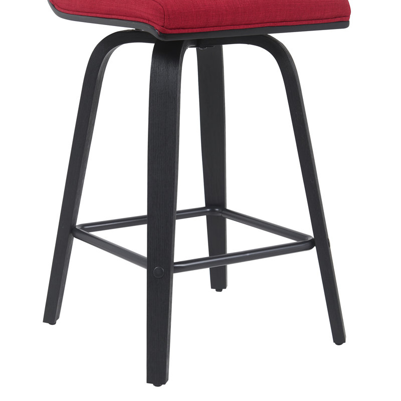 Tabouret pivotant à hauteur de comptoir ou de bar moderne Neasa Fowey Biance avec assise rembourrée et structure en bois