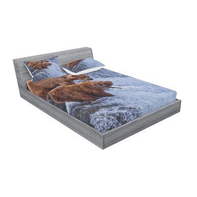 Grizzly Bears Fishing in the River Waterfalls Cascade in Alaska Nature Camp View Sheet Set -  East Urban Home, 169217695A5A498CBF20393F6DD0930E