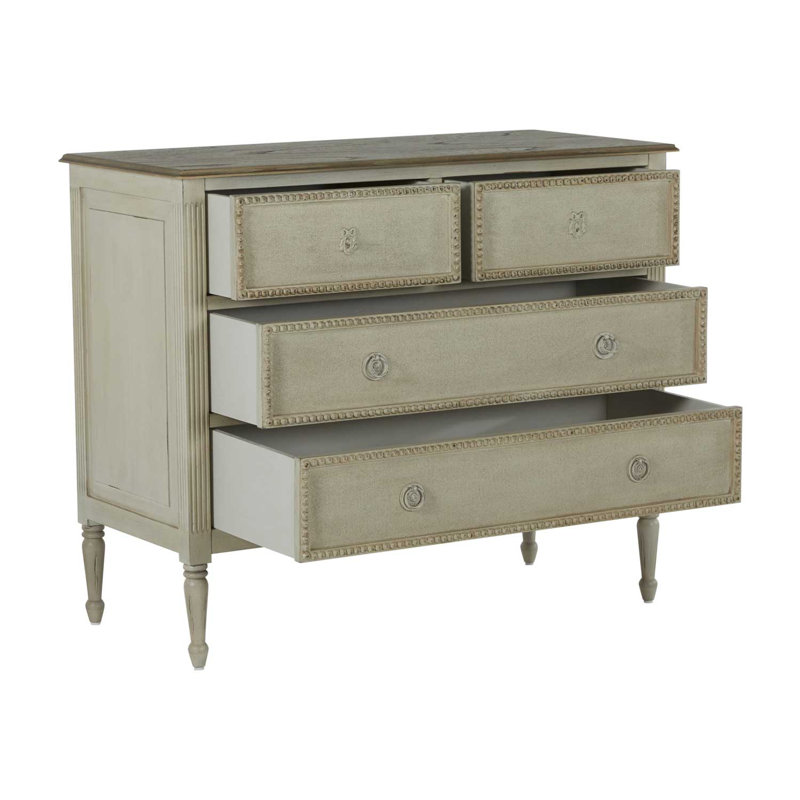 Caroline Coastal Gray & White Mahogany 4-Drawer Chest