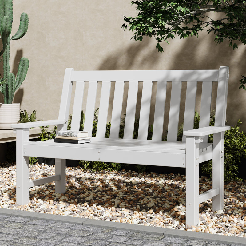 Banc d'extérieur en PEHD Aunye, Blanc