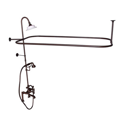 3 Handle Deck Clawfoot Tub Faucet with Diverter