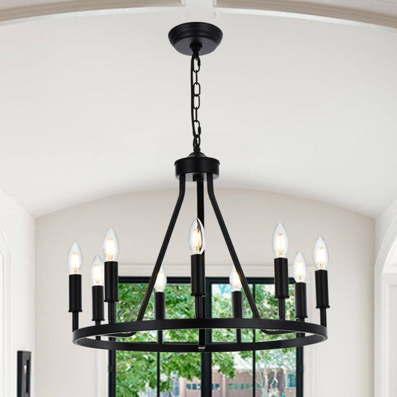 Luminaire suspendu à 9 lumières Latricia, Noir mat