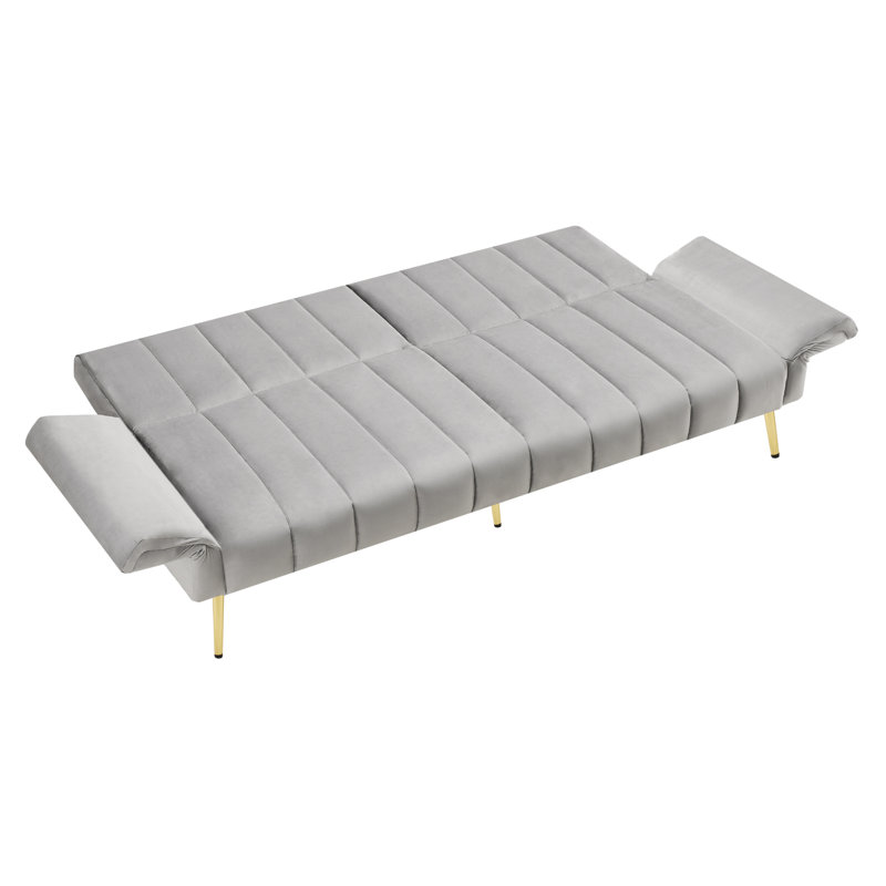 2 Seater Velvet Sofa Bed, Grey