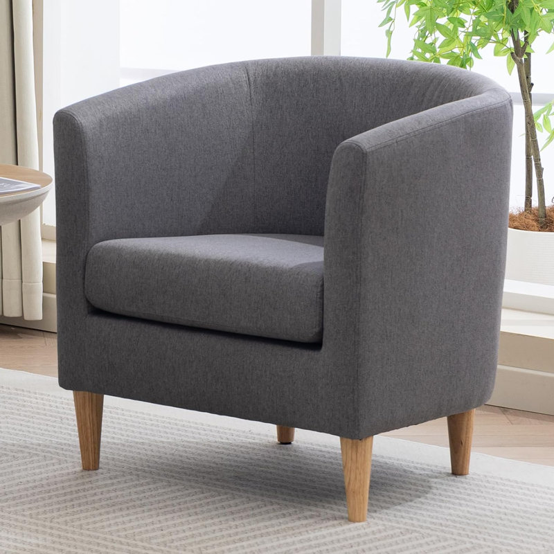 Meleri Barrel Accent Chairs with Wood Leg, 26.7 Wide Modern Comfy Living Room Chairs with Armrest Small Reading Chair with Cozy Soft Padded for Bedroom Reception Room