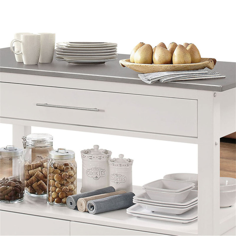Chariot de cuisine polyvalent en acier inoxydable avec roulettes verrouillables et grand espace de rangement