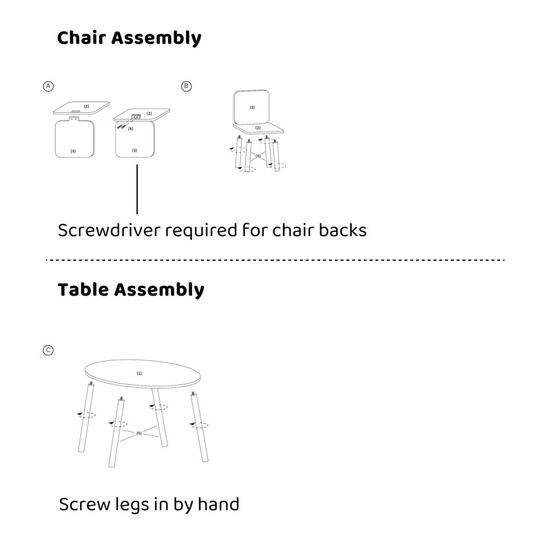 Crook Kids 3 Piece Round Play Or Activity Table and Chair Set