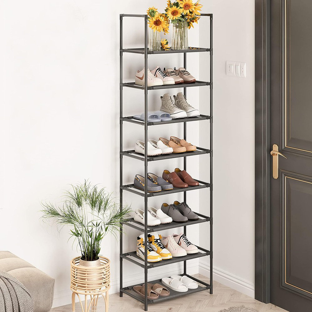 Rebrilliant 8 Tier Shoe Rack Narrow, Sturdy Shoe Rack Tall Store 16-20 ...