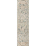Hand Knotted Wool Area Rug in Turquoise And Beige