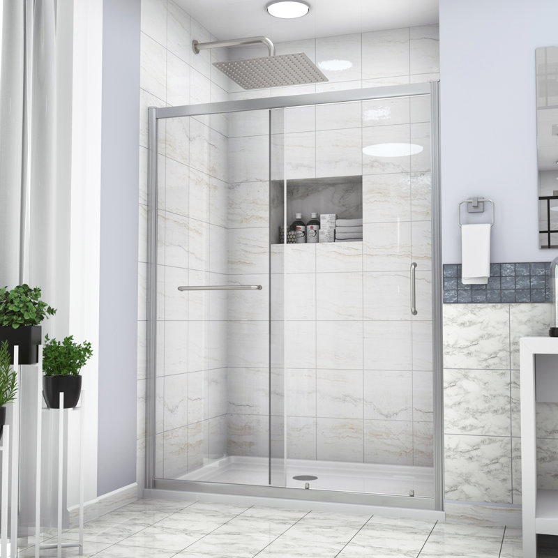 Porte de douche simple coulissante l 48 po x H 72 po, cabine 48 po x 72 po, finition, double vitrage