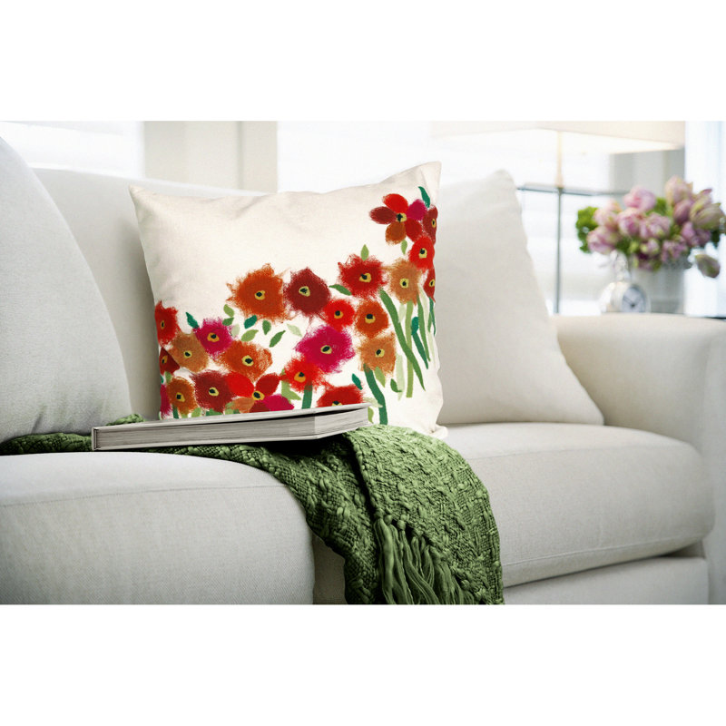  Poppies Outdoor Square Pillow Cover & Insert, 20"H x 20"W
