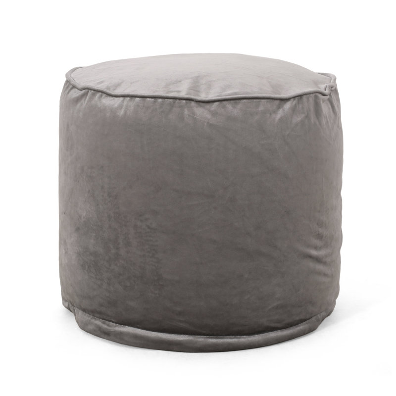 Pouf rond de 16 po de largeur, Velours gris étain