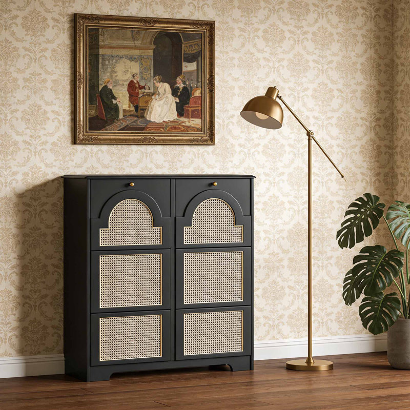 Italian style thin shoe cabinet, 43.43" H x 39.37" W x 7.87" D