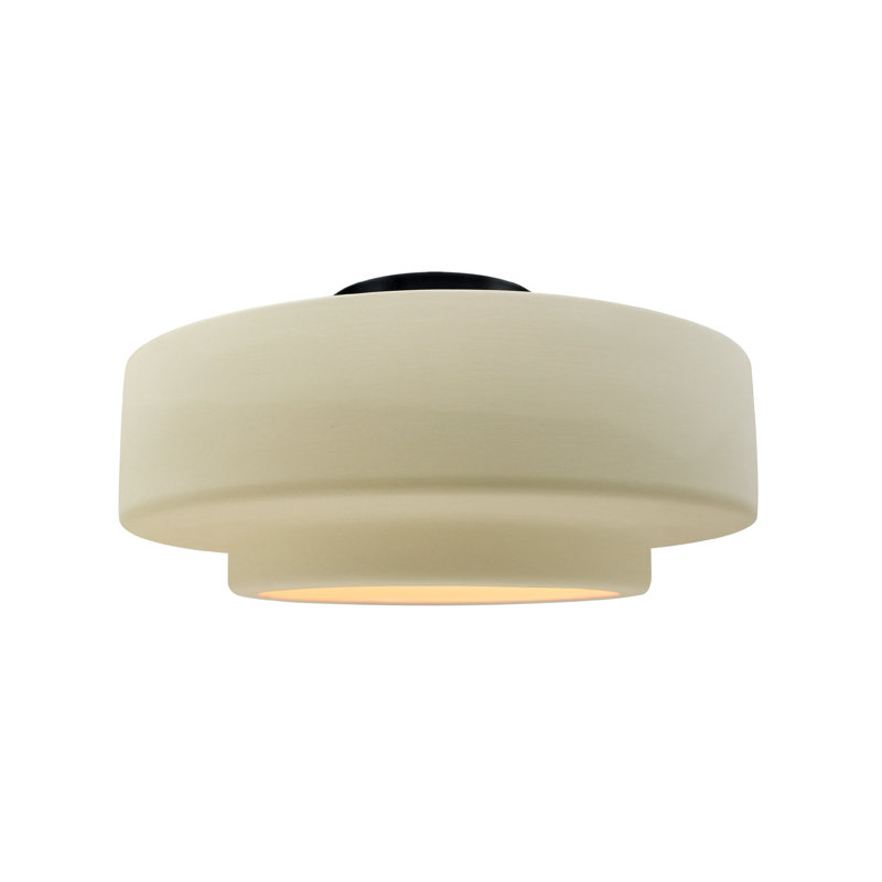 Plafonnier semi-encastré Radiance, H 7,25 po x l 14,5 po x P 14,5 po, Vanille lustrée, Noir mat