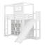 Lit mezzanine simple avec garde-robe, structure de lit mezzanine en bois avec tablettes de rangement, glissoire et DEL