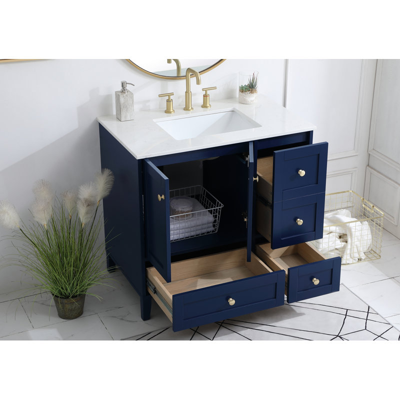 Ensemble de meuble-lavabo simple 36 po Selma, Bleu