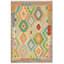 Tapis beige / jaune / vert en laine à motif géométrique rectangulaire à tissage plat 3 pi 4 po x 4 pi 10 po Hilma