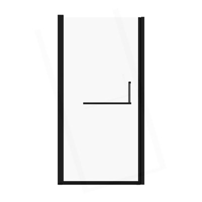 Porte de douche à pivot demi-cadre de 34 à 35,2 po x 72 po, verre trempé de 4 mm (1/4 po), largeur réglable de 1,2 po, installation réversible, noir mat